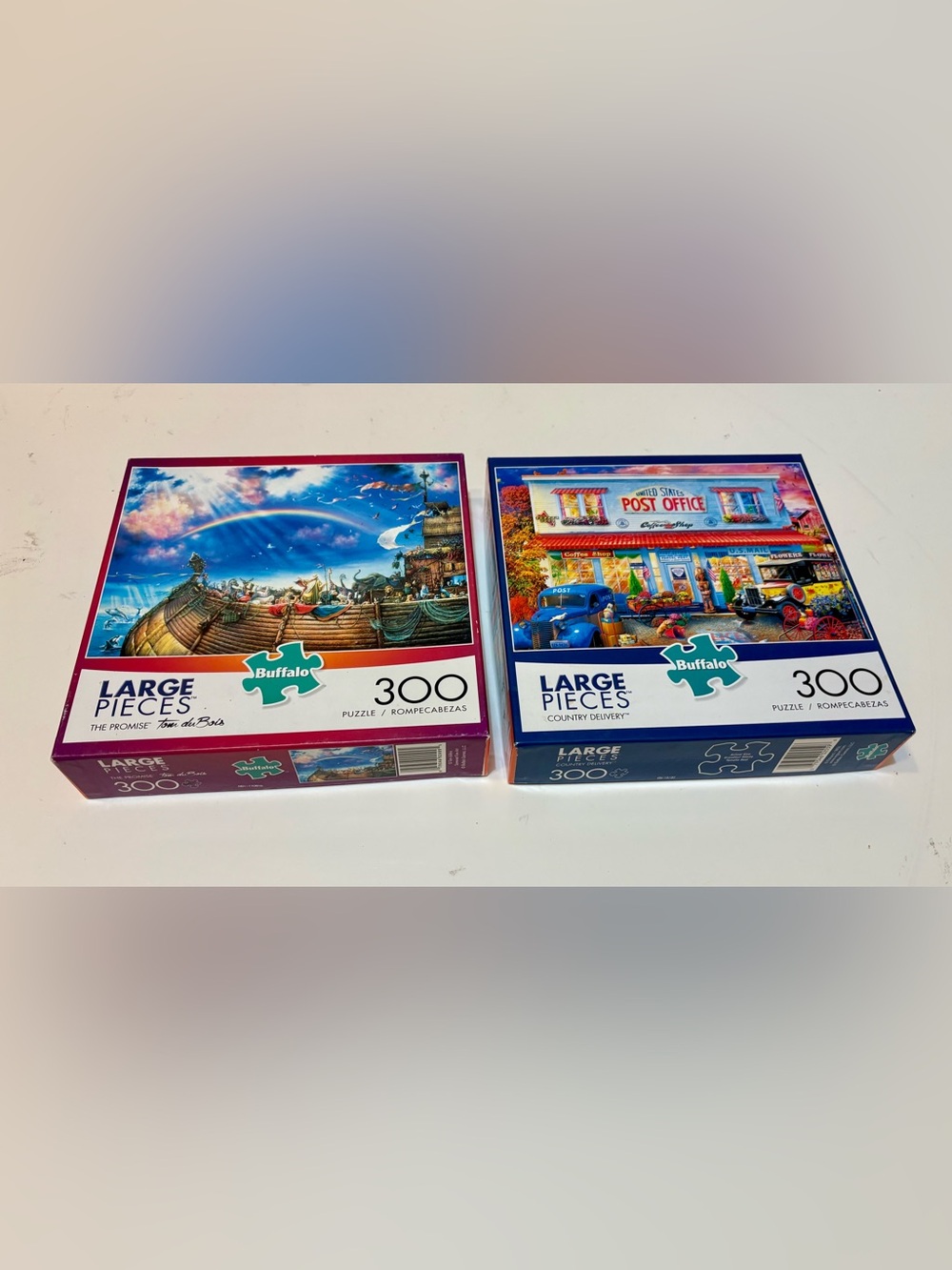 Lot of 2 Buffalo 300 Large Pc. Puzzles, Country Delivery, The Promise, Complete